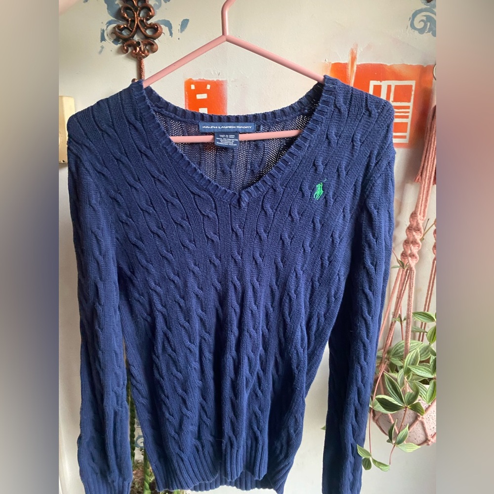 Ralph Lauren Sport Navy Cable Knit Sweater
